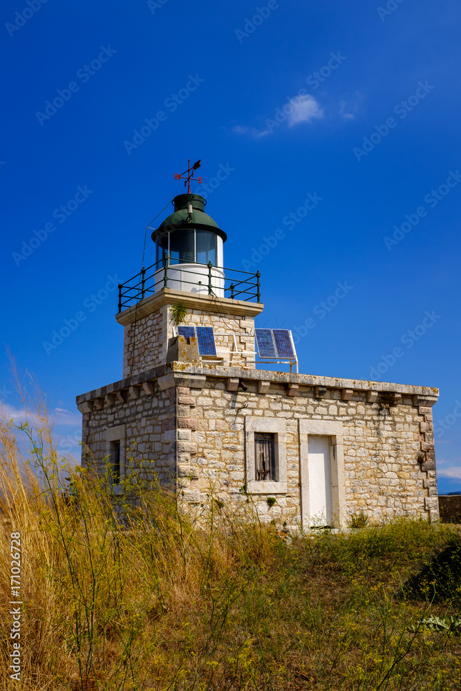 Light house of the Castle of Ayia Mavra at Lefkada