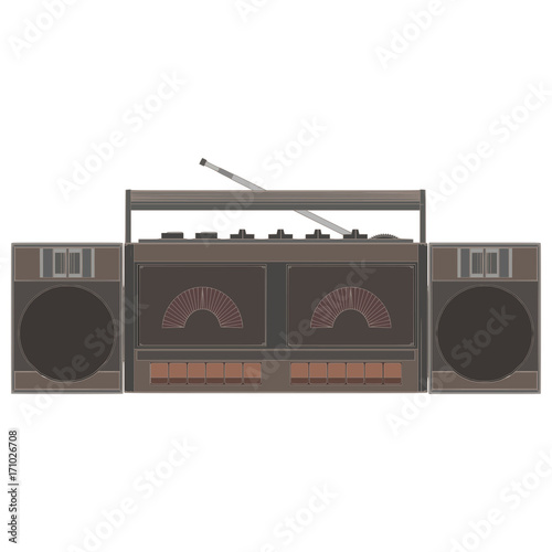 Cassette player retro vector music tape vintage audio radio background illustration