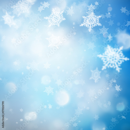 Christmas Background with Lights and Snowflakes. EPS 10 vector © berezovskyi