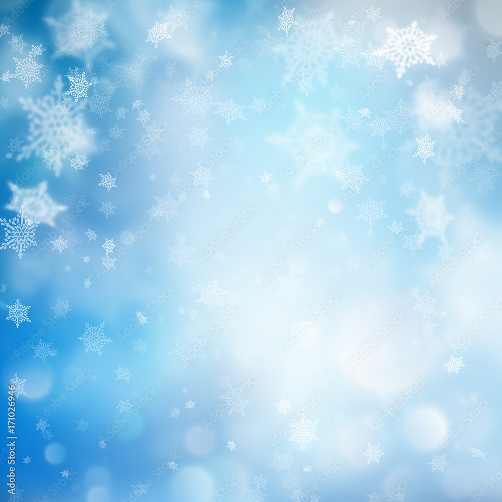 Abstract blue bokeh lights, defocused Holiday background. EPS 10 vector