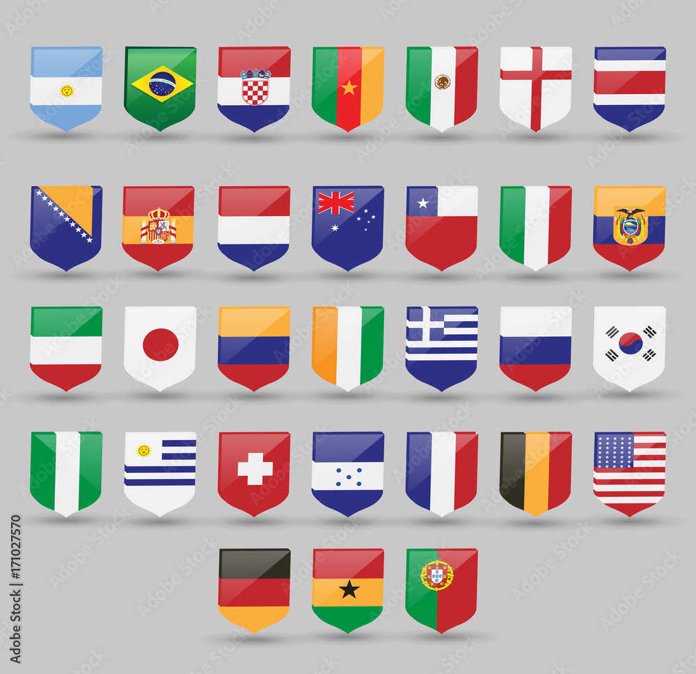 Flags world vector set national illustration symbol international