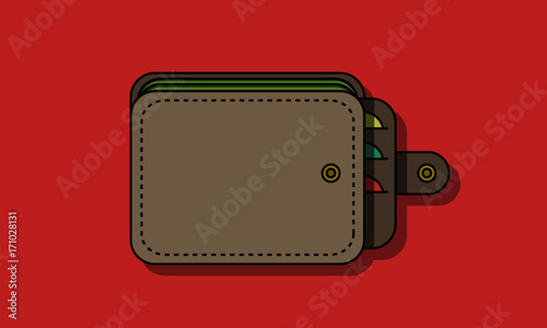 Wallet Illustration With Cards and Money Inside 