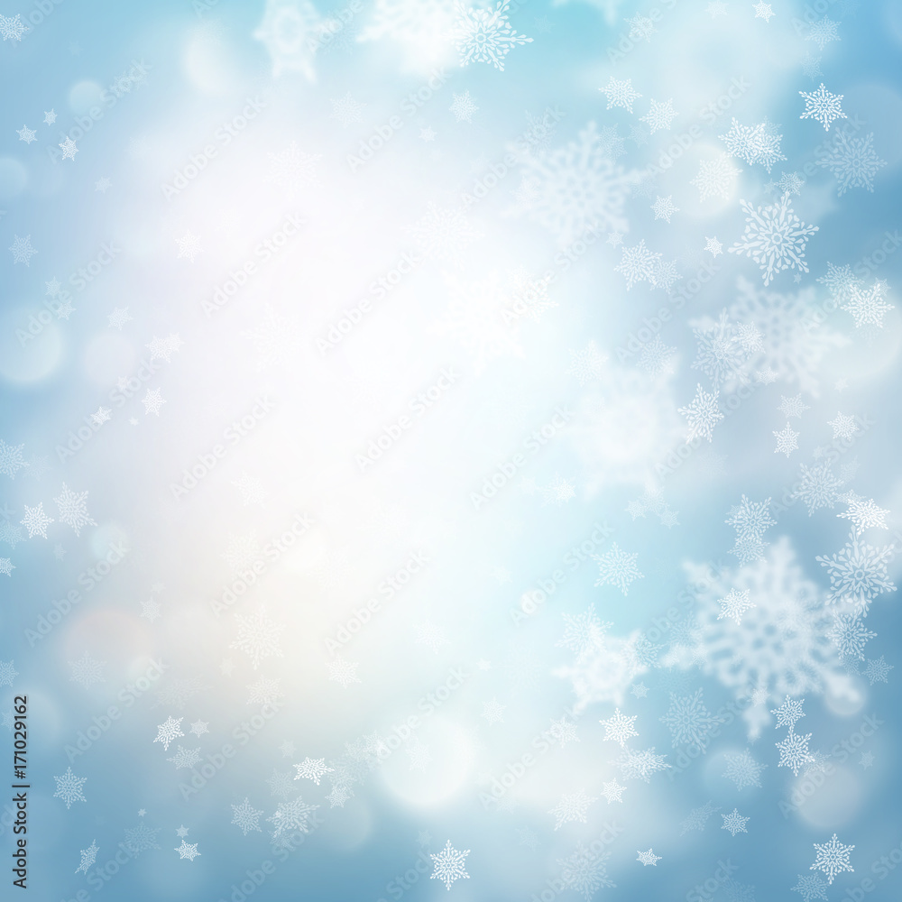 Abstract blue bokeh lights, defocused Holiday background. EPS 10 vector