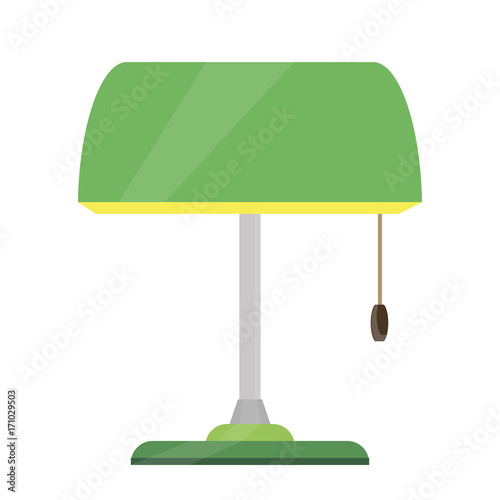Lamp bankers vector desk illustration green icon bank base brass design office style isolated