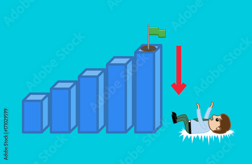 Businessman Falling Down from Graph