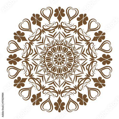 Ethnic decorative round element, Lace Patterns on white background.