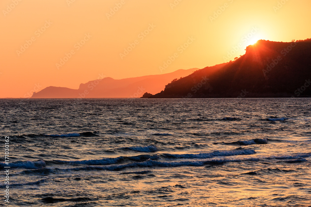 Sunset on sea beach