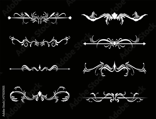 Set of calligraphic decorative elements for design.