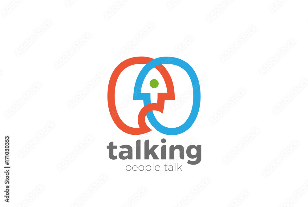 Chat Forum Logo design vector Linear. Two people talking icon