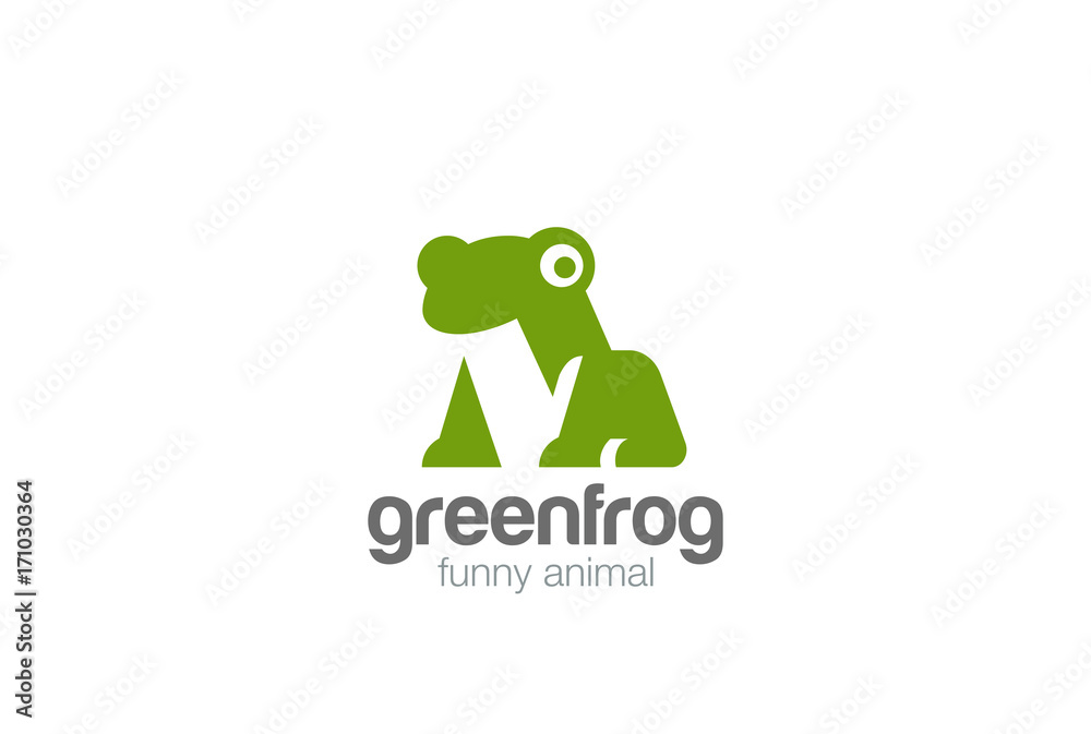 Fototapeta premium Frog geometric abstract Logo vector Negative space Logotype icon