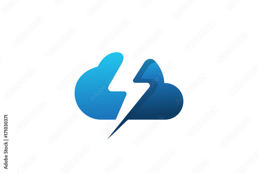 Cloud computing Logo vector. Server Flash thunderbolt icon Cloud computing Logo vector. Server Flash thunderbolt icon