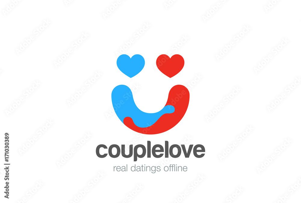 Hearts Couple Hug Smile Logo vector. Valentines Day Love Dating Hearts Couple Hug Smile Logo vector. Valentines Day Love Dating