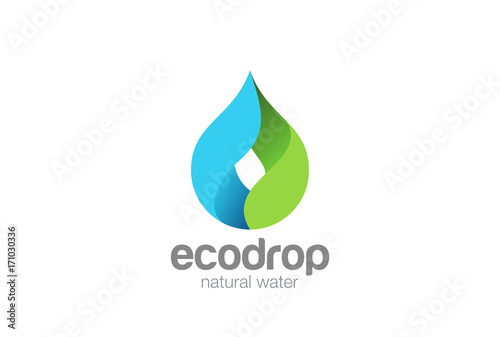 Water drop Logo vector. Droplet eco natural aqua Blue green icon