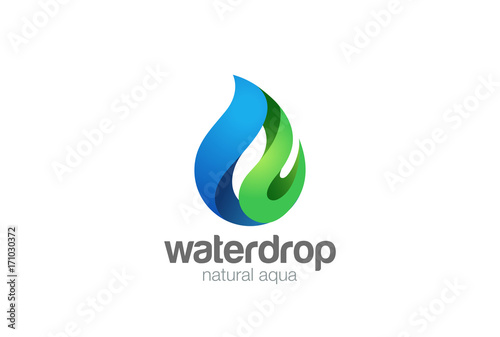 Water drop Logo vector. Droplet eco natural aqua blue green icon