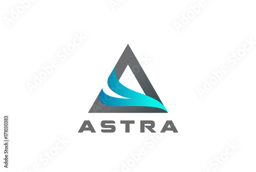 Letter A Wave Flame Logo vector. Corporate Triangle Pyramid icon