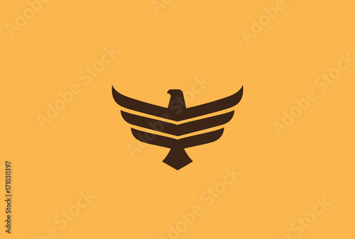 Eagle flying soaring Logo vector. Bird Falcon Hawk Heraldic