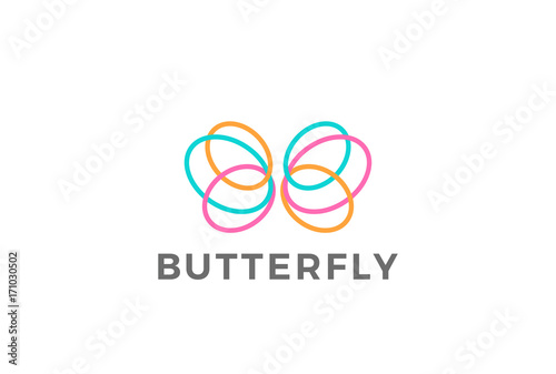 Colorful Butterfly Logo design vector template Linear style
