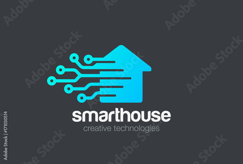 Smart House Logo vector. Electronics Chip control Home icon