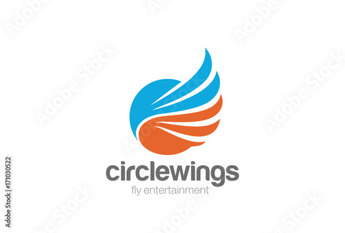 Circle Wings abstract Logo design vector. Colorful friendly icon