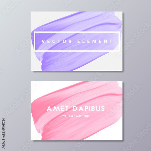 Abstract pastel color art painting isolated on white background. Woman minimal modern business cards design template