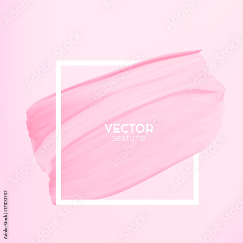 Pastel abstract pink smear in frame isolated on vector background. Elegance and subtle Design template for fashion, nails studio, makeup artist, wedding salon logo