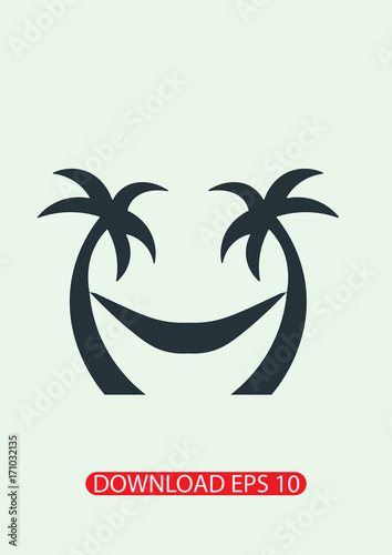 Palm trees hammock icon, Vector