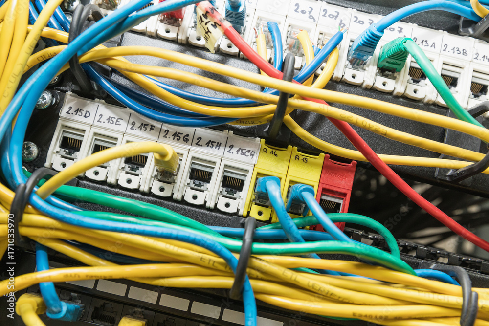 Fber optic with servers in a technology data center . Fber optic with servers in a technology data center .
