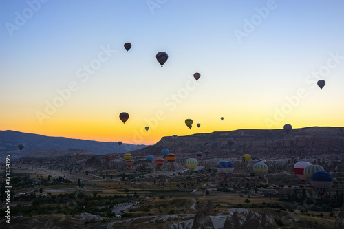 Cappadocia view and hot air balloon