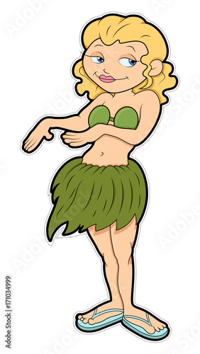 Funny Cartoon Girl Dancing Character