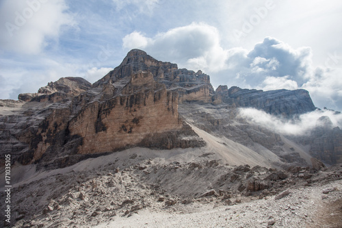 Giant boulders expanse at the foot of Tofana summit , Dolomites, Cortina d'Ampezzo, Italy