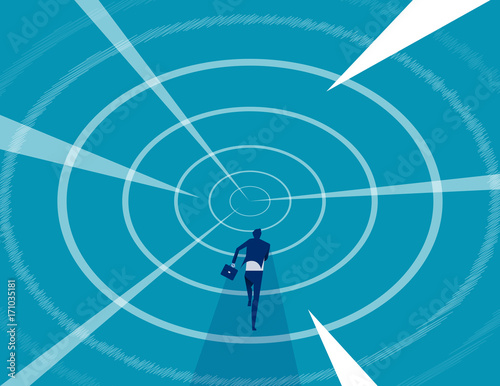Businessman run faster into the future. Concept business vector illustration.