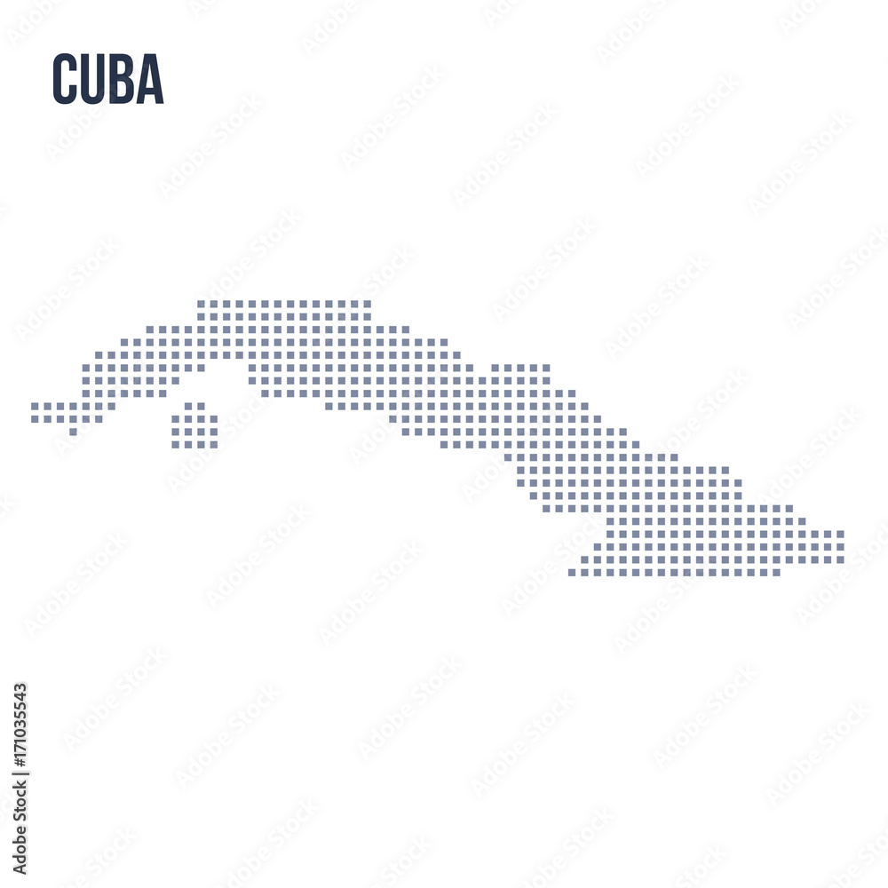 Vector pixel map of Cuba isolated on white background
