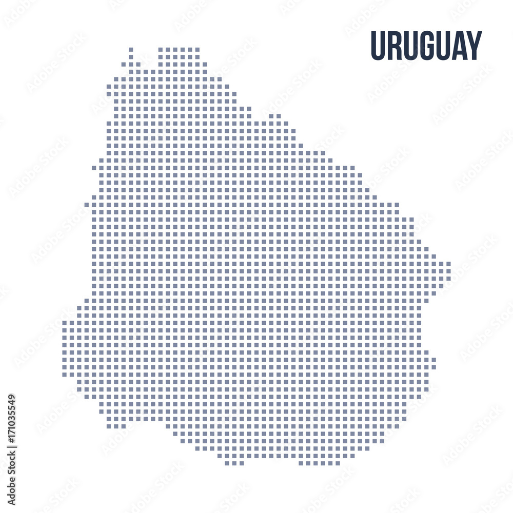 Vector pixel map of Uruguay isolated on white background