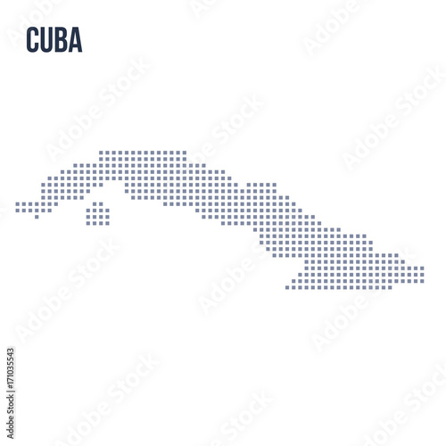 Vector pixel map of Cuba isolated on white background