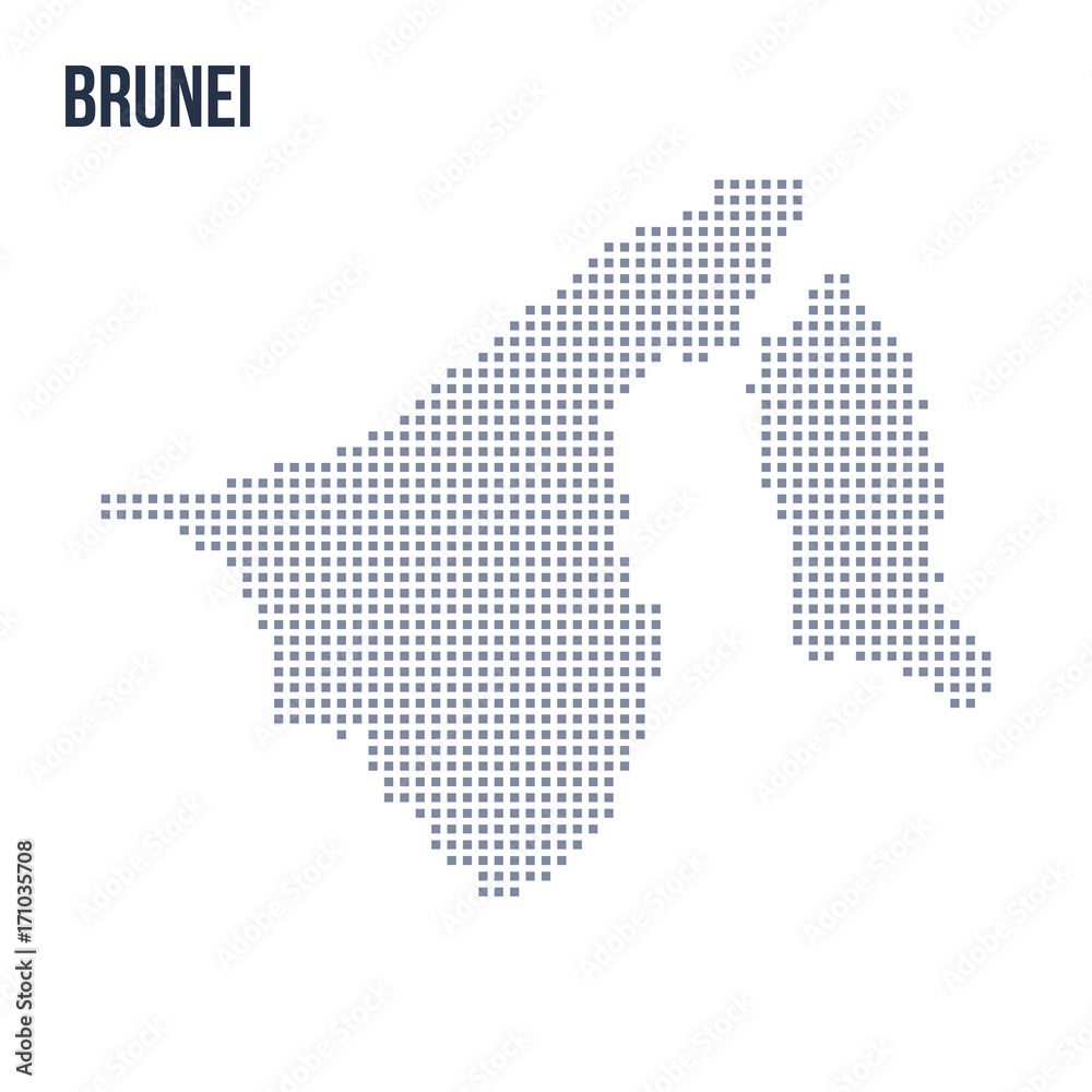Vector pixel map of Brunei isolated on white background