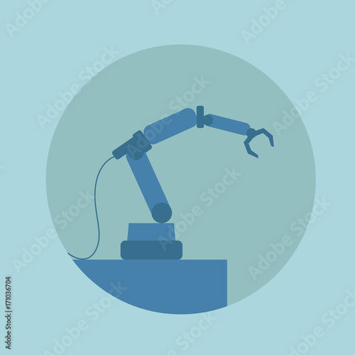 Modern Robotic Arm Conveyor Technology Icon Flat Vector Illustration