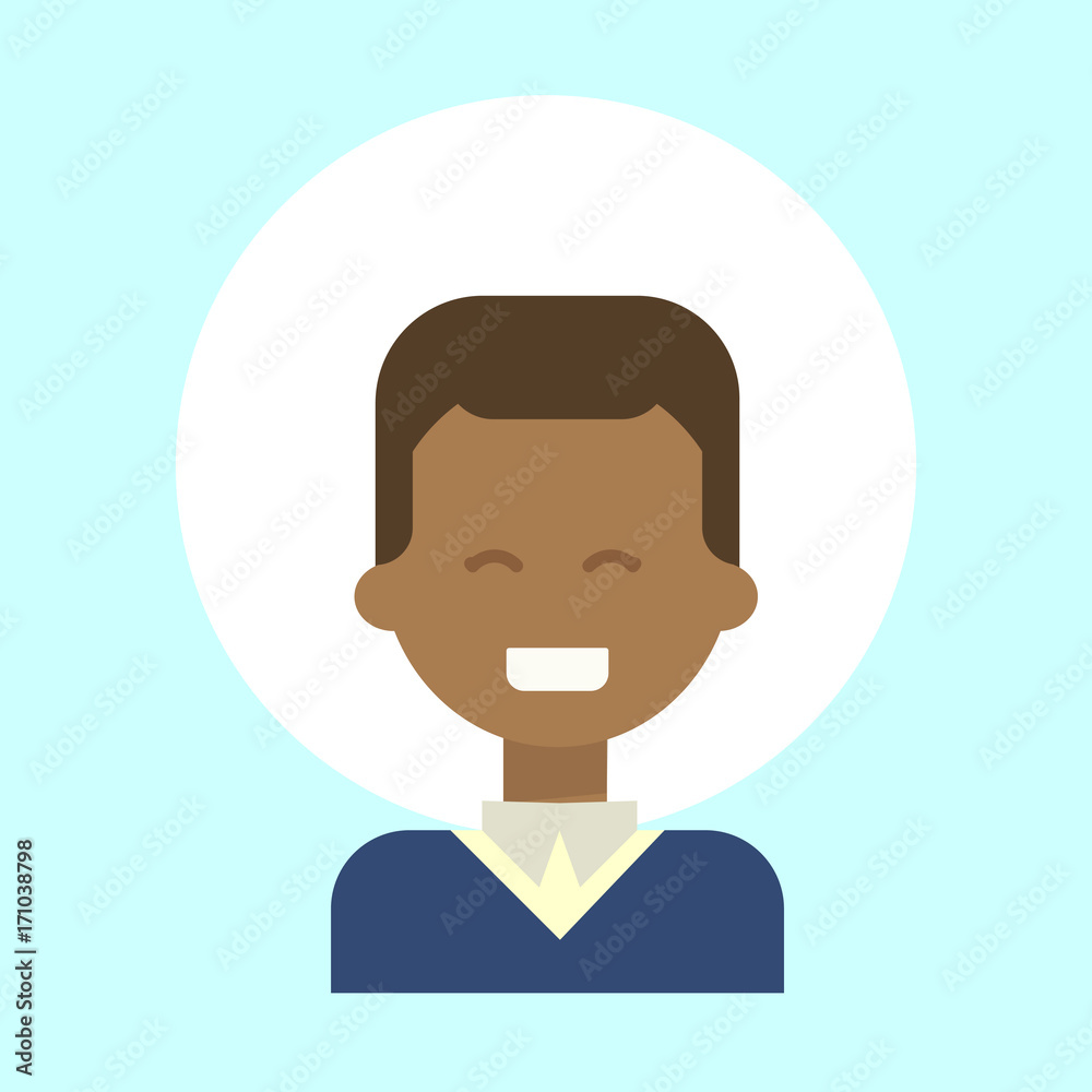 African American Female Emotion Profile Icon, Woman Cartoon Portrait Happy Smiling Face Vector Illustration