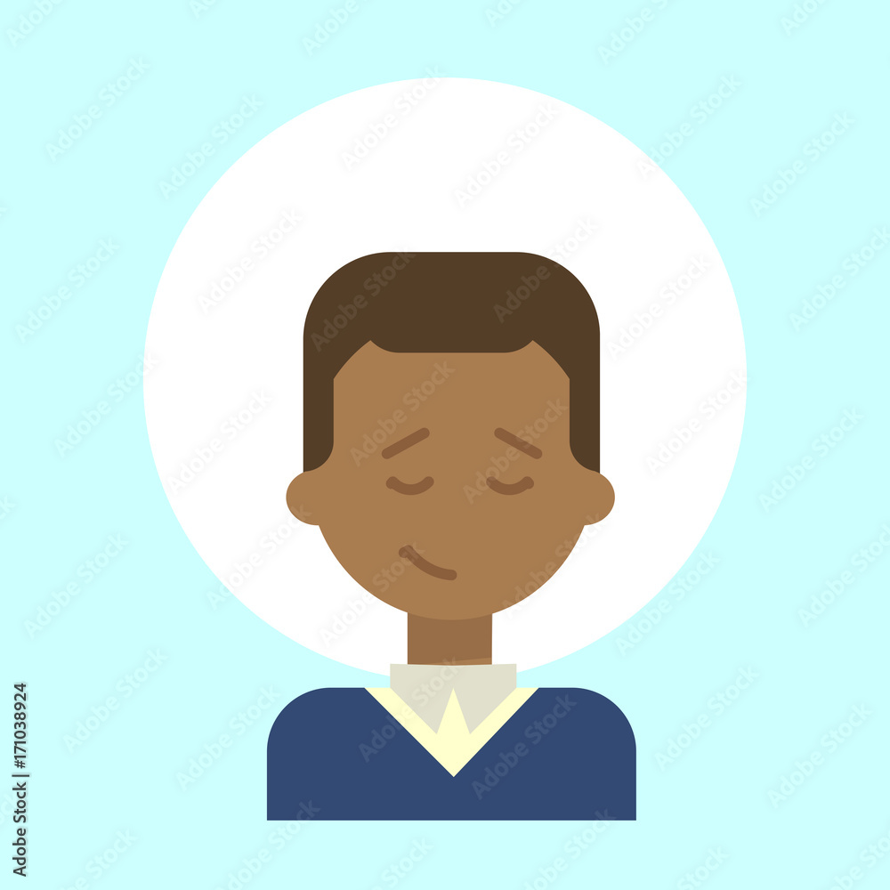 African American Male Emotion Profile Icon, Man Cartoon Portrait Happy Smiling Face Vector Illustration