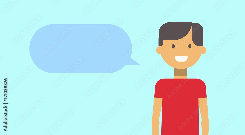 Teenage Boy Happy Smiling With Chat Bubble Young Man Vector Illustration Teenage Boy Happy Smiling With Chat Bubble Young Man Vector Illustration