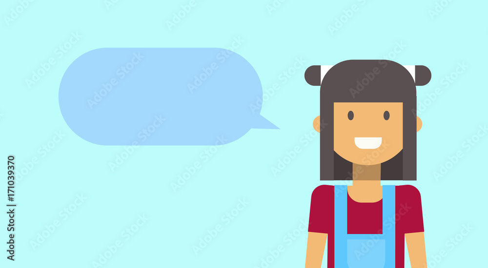 Teenage Girl Happy Smiling With Chat Bubble Young Woman Vector Illustration Teenage Girl Happy Smiling With Chat Bubble Young Woman Vector Illustration