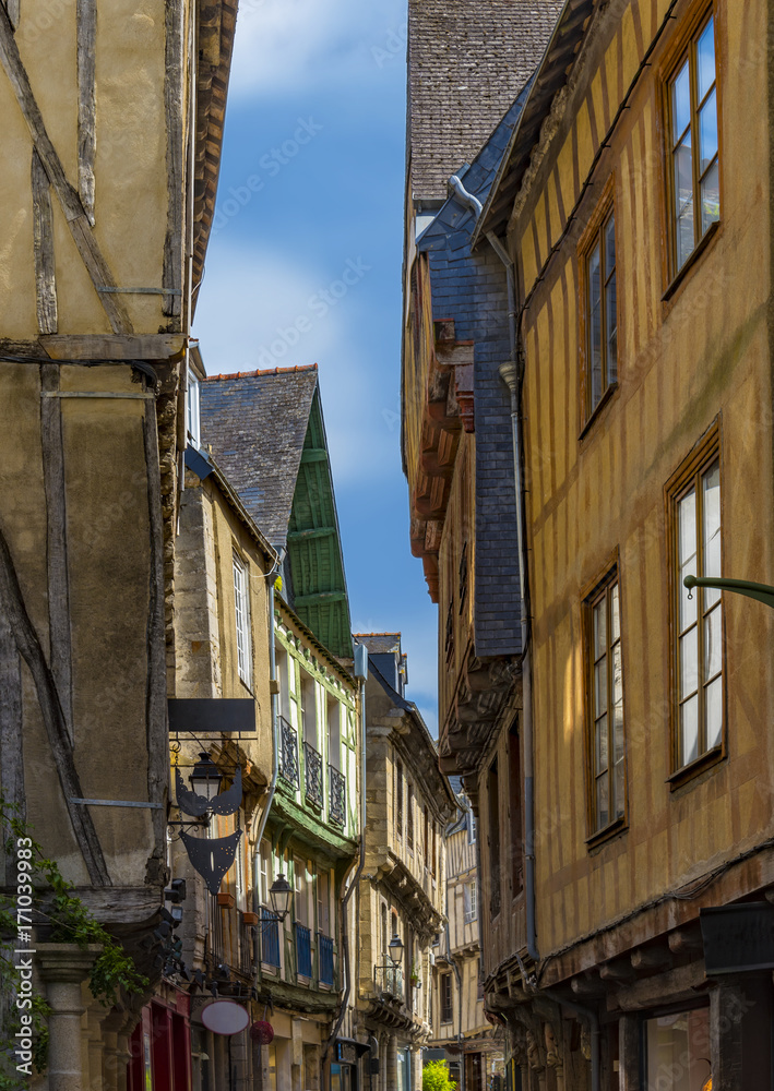 Medieval buildings in Vannes, Morbihan, France