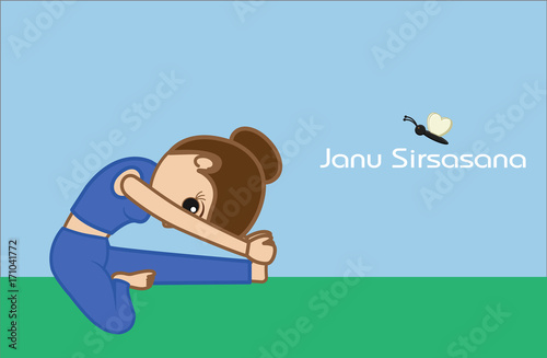 Yoga Cartoon Vector Pose - Janu Sirsasana photo