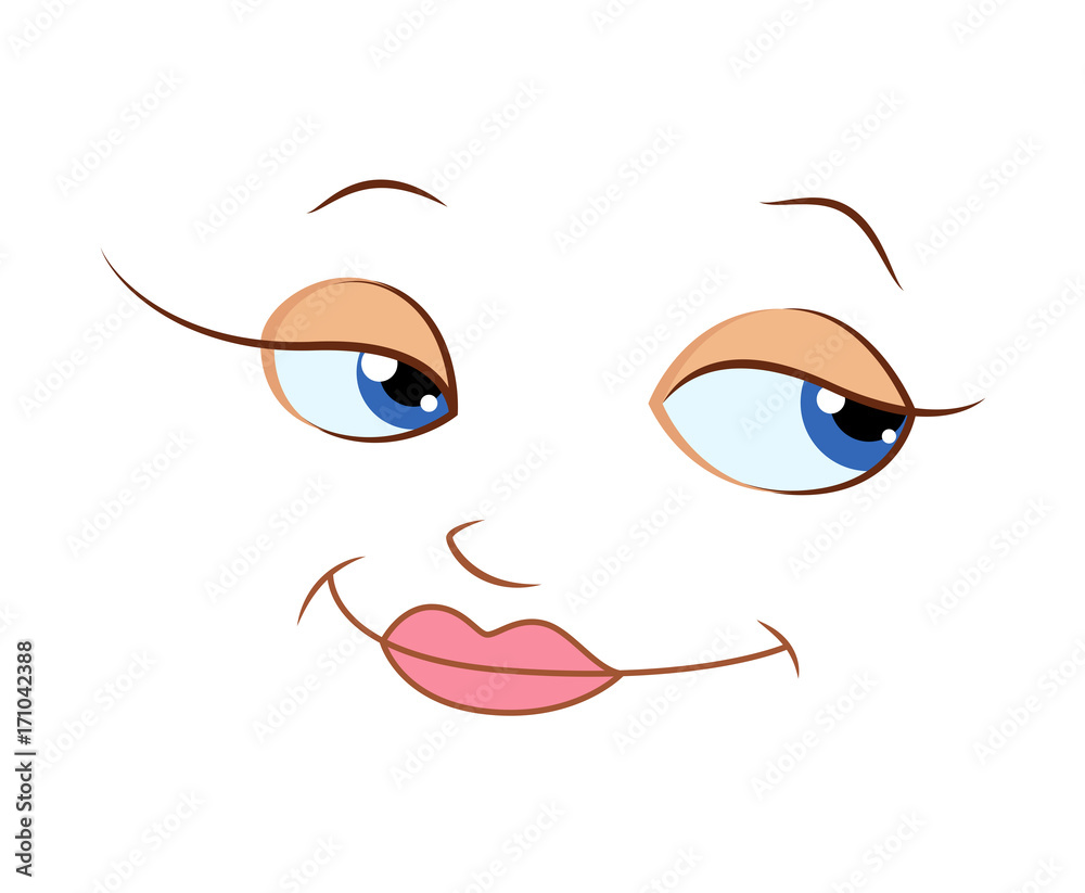 Happy Female Cartoon Face Expression Happy Female Cartoon Face Expression