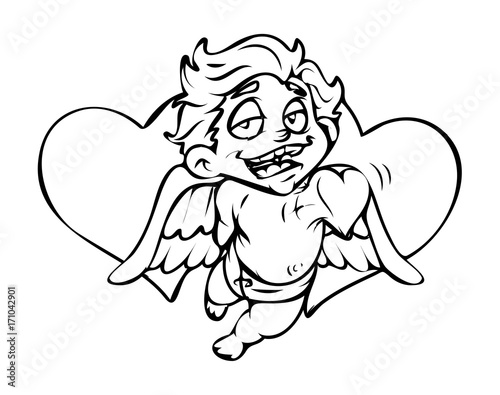 Fotografi Happy Cupid Character Vector Drawing