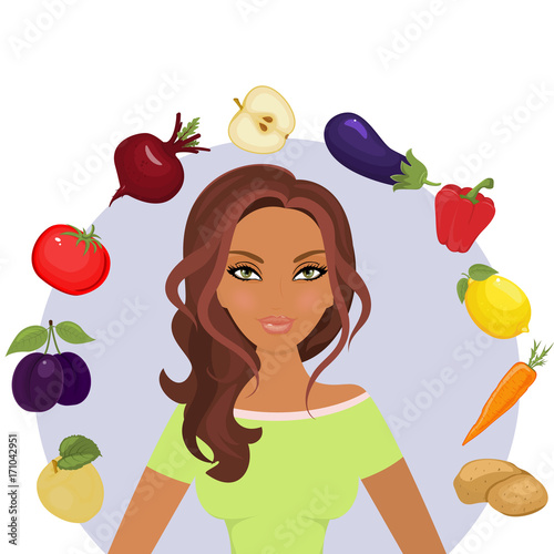 World day of vegetarianism. Isolated white background. Woman hand holding the Apple.