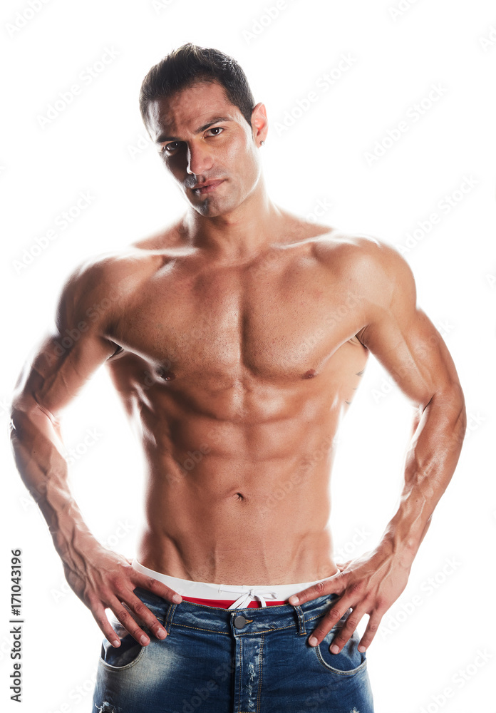 strong athletic man on white background strong athletic man on white background