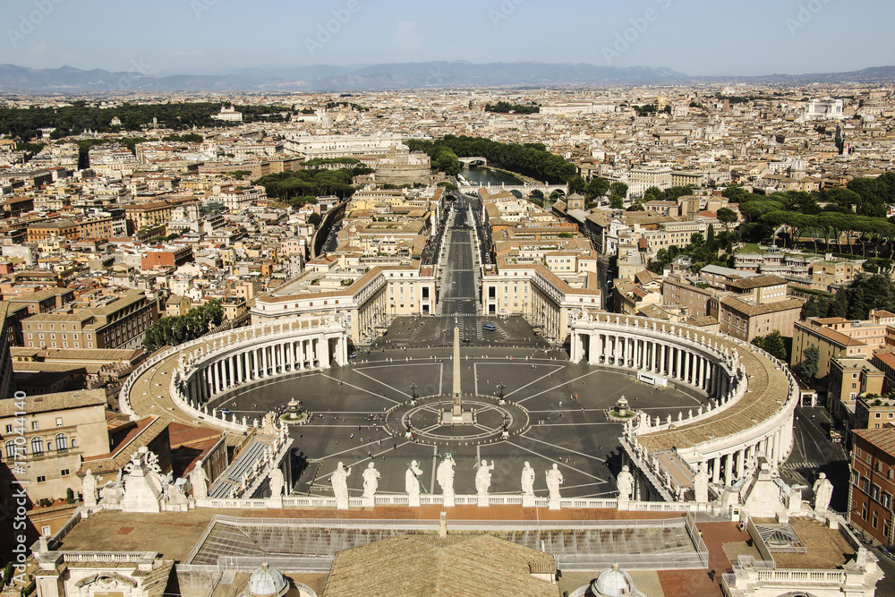 View from St. Peter's Basilica.St. Peter's Square, Piazza San Pietro in Vatican City. Italy.