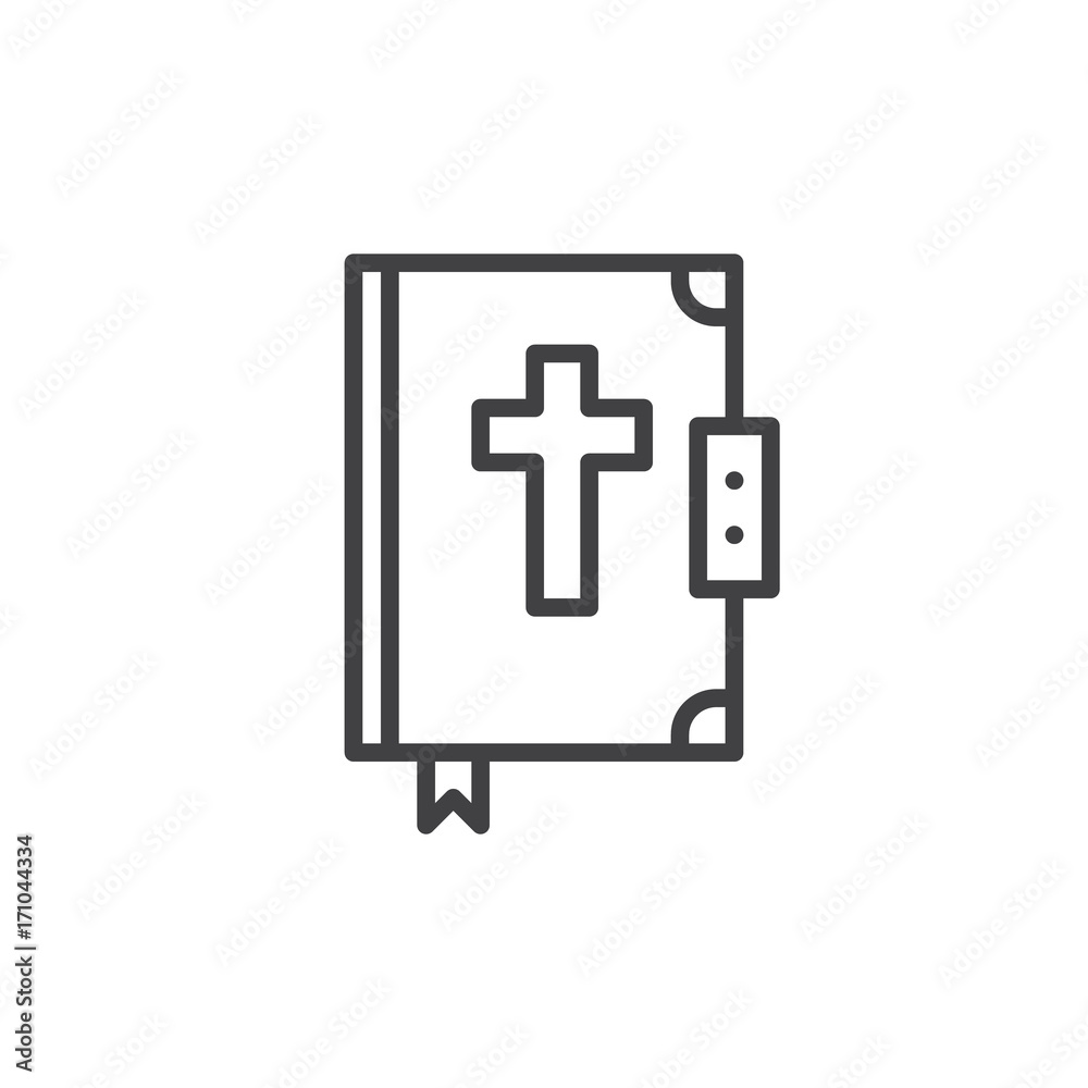 Bible line icon, outline vector sign, linear style pictogram isolated on white. Halloween holiday Symbol, logo illustration. Editable stroke