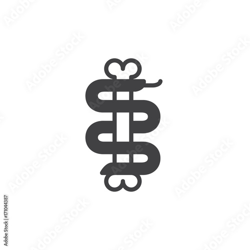 Snake with bone icon vector, filled flat sign, solid pictogram isolated on white. Halloween holiday Symbol, logo illustration.