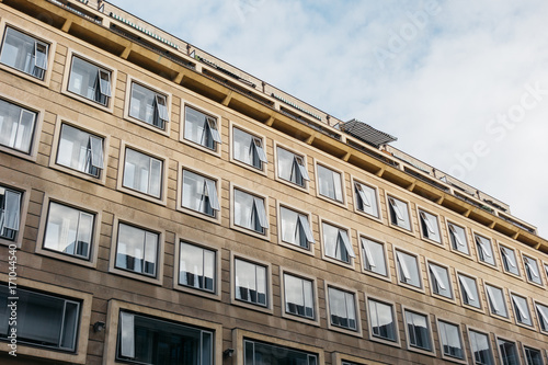 brown office building with square windows